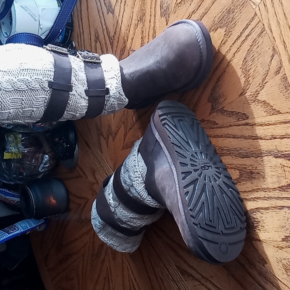 Ugg sweater knit roll down buckle high boots leather LIKE NEW UGG AUSTRALIA - Picture 5 of 7